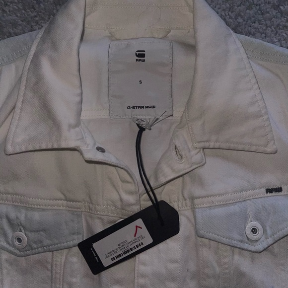 NWT G Star 3301 Straight Jacket Women's Size Small Light Aged Scatter White Blue - Picture 2 of 6